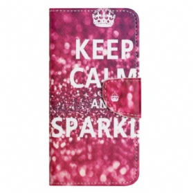 Lederhüllen Samsung Galaxy S25 Fe Handyhülle Ruhe Bewahren Und Glitzern