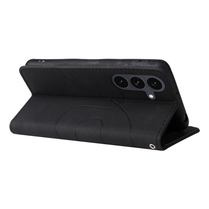 Lederhüllen Samsung Galaxy S25 Fe Handyhülle Zweifarbige Wellenstruktur