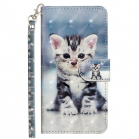 Lederhüllen Samsung Galaxy S25 Fe Kätzchen Mit Umhängeband