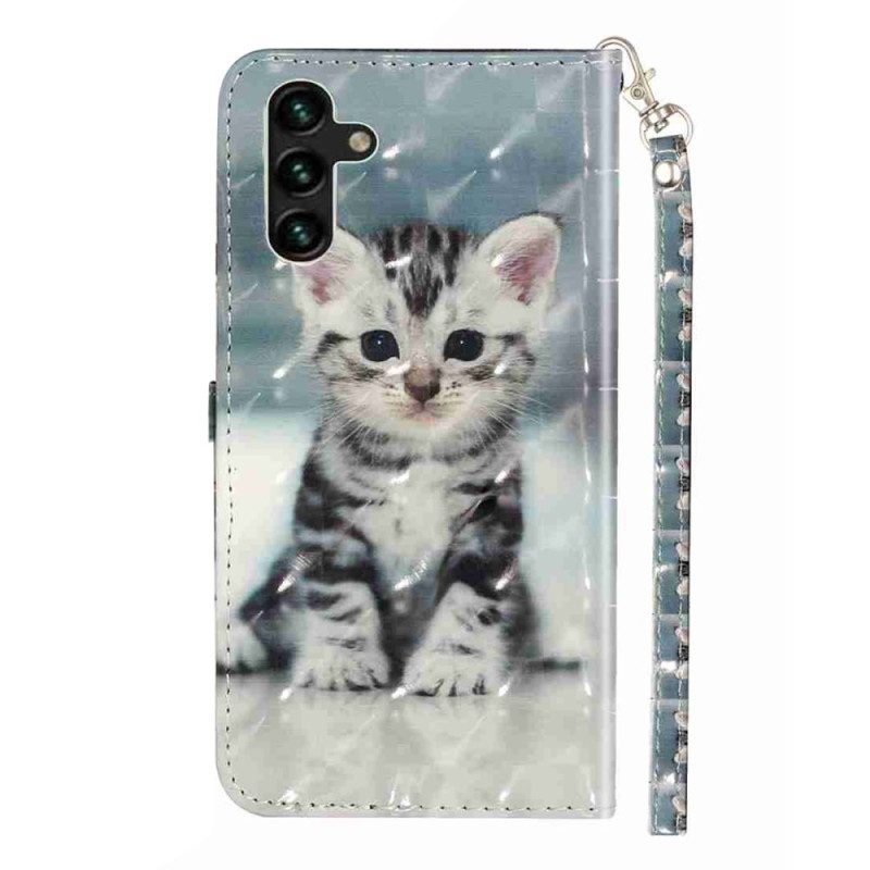 Lederhüllen Samsung Galaxy S25 Fe Kätzchen Mit Umhängeband