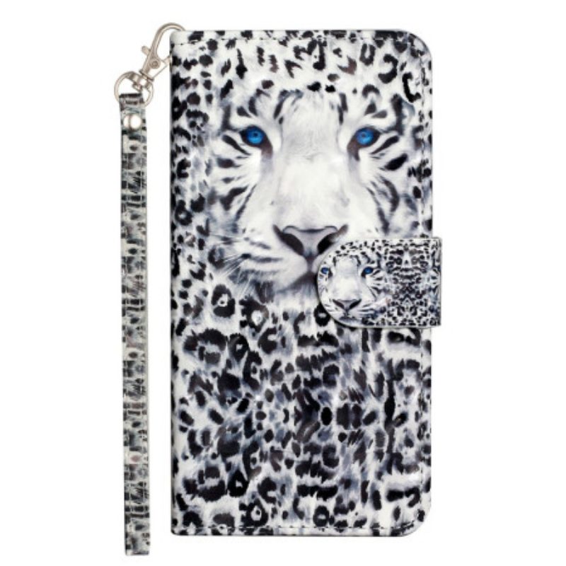Lederhüllen Samsung Galaxy S25 Fe Leopard Mit Umhängeband