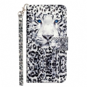 Lederhüllen Samsung Galaxy S25 Fe Leopard Mit Umhängeband