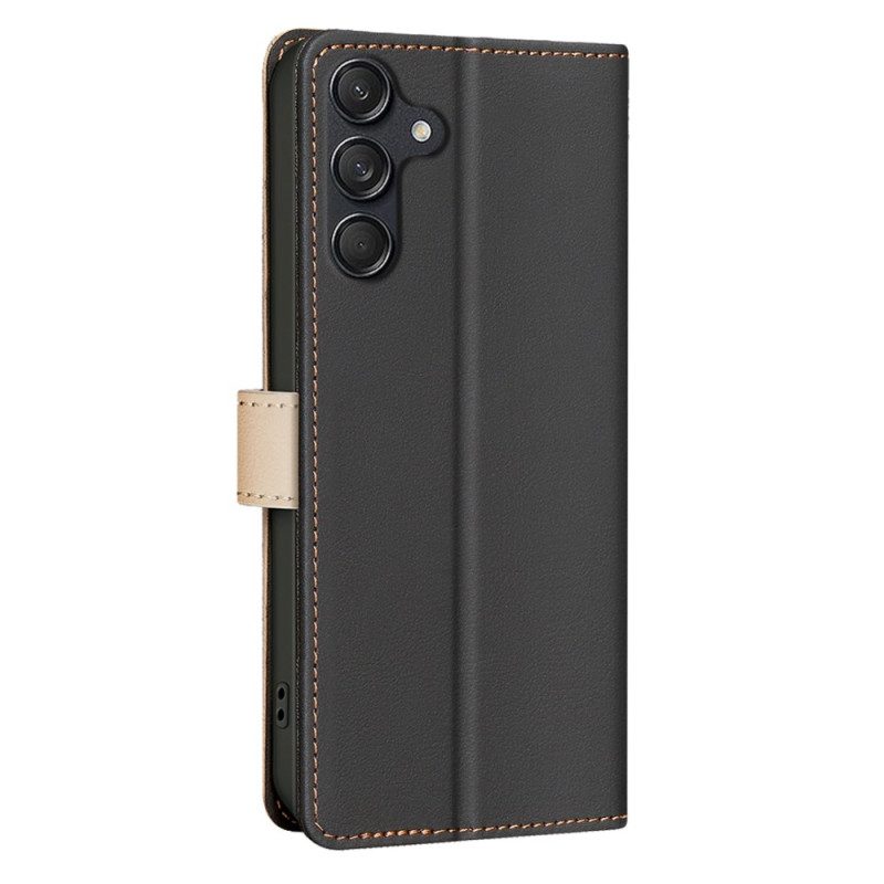 Lederhüllen Samsung Galaxy S25 Fe Zweifarbige Binfen-farbe