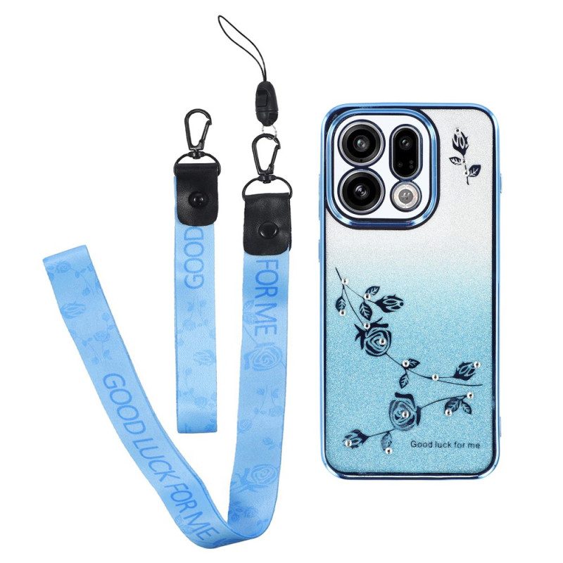 Hülle Für Oppo Find X9 5g Kadem Riemen Mit Blumen Und Strasssteinen