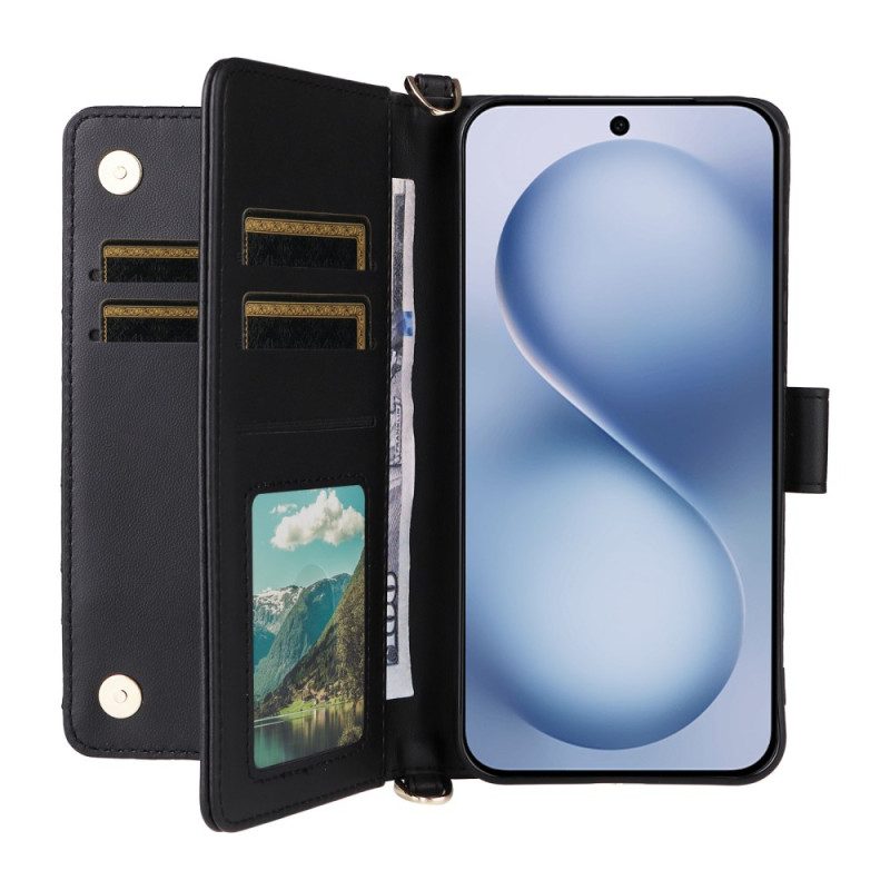 Lederhüllen Vivo X200 Fe Gesteppt Mit Trageriemen Und Schulterriemen