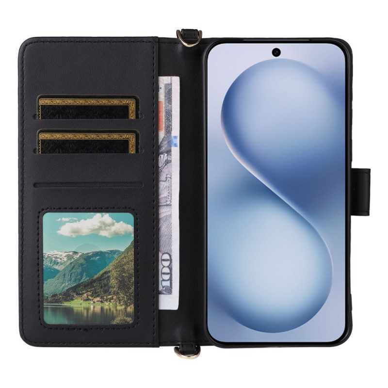 Lederhüllen Vivo X200 Fe Gesteppt Mit Trageriemen Und Schulterriemen