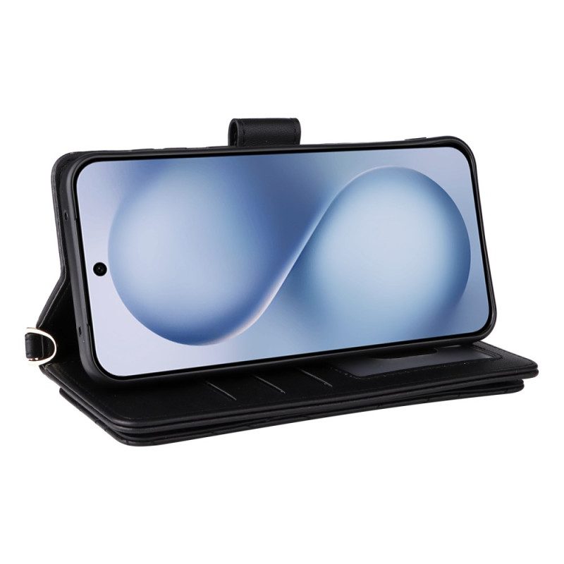 Lederhüllen Vivo X200 Fe Gesteppt Mit Trageriemen Und Schulterriemen