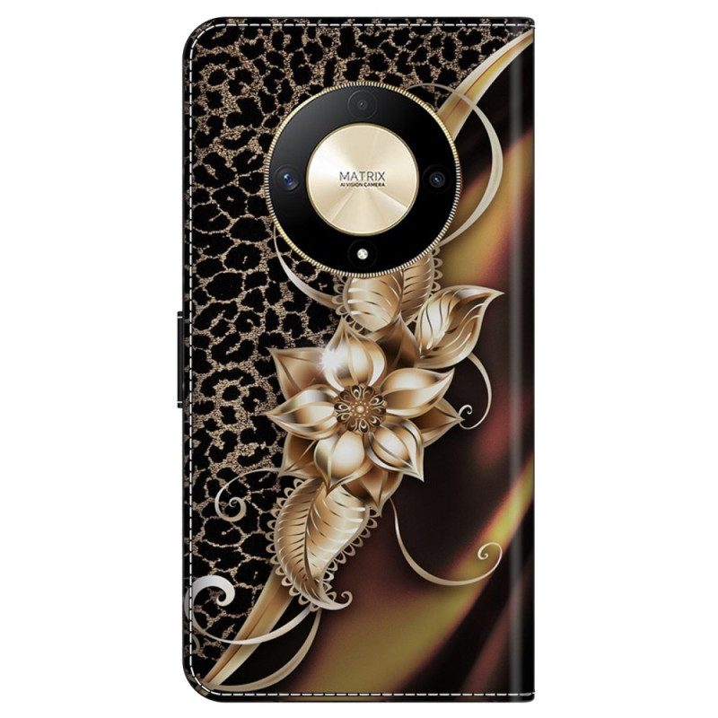 Lederhüllen Für Honor X9b / Magic 6 Lite Metallische Blume