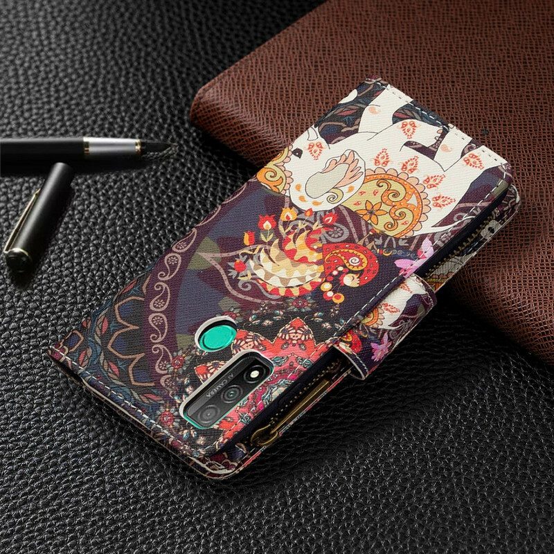 Lederhüllen Für Huawei P Smart 2020 Elefanten-reißverschlusstasche