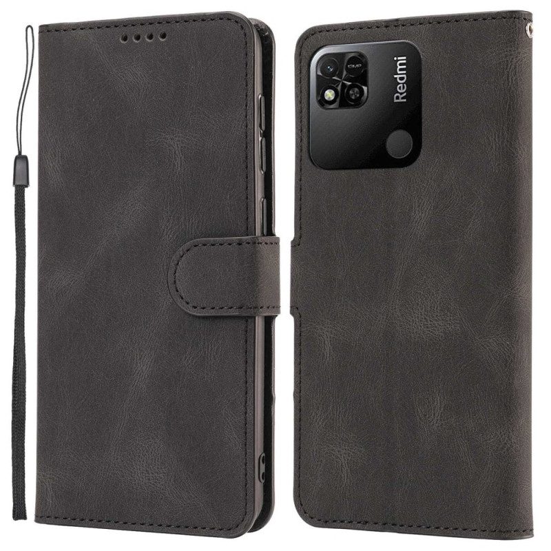 Flip Case Für Xiaomi Redmi 10A Einfarbiges Schlüsselband