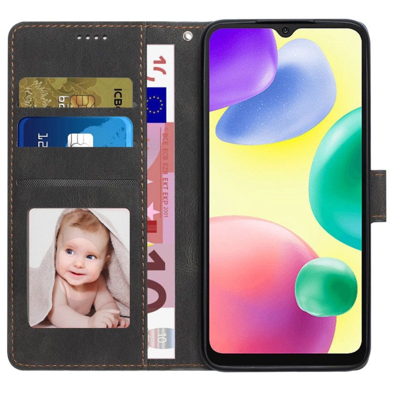 Flip Case Für Xiaomi Redmi 10A Einfarbiges Schlüsselband