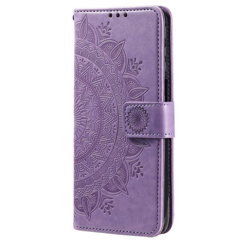 Flip Case Für Xiaomi Redmi 10A Mandala-sonne Mit Schlüsselband