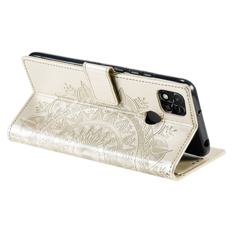 Flip Case Für Xiaomi Redmi 10A Mandala-sonne Mit Schlüsselband