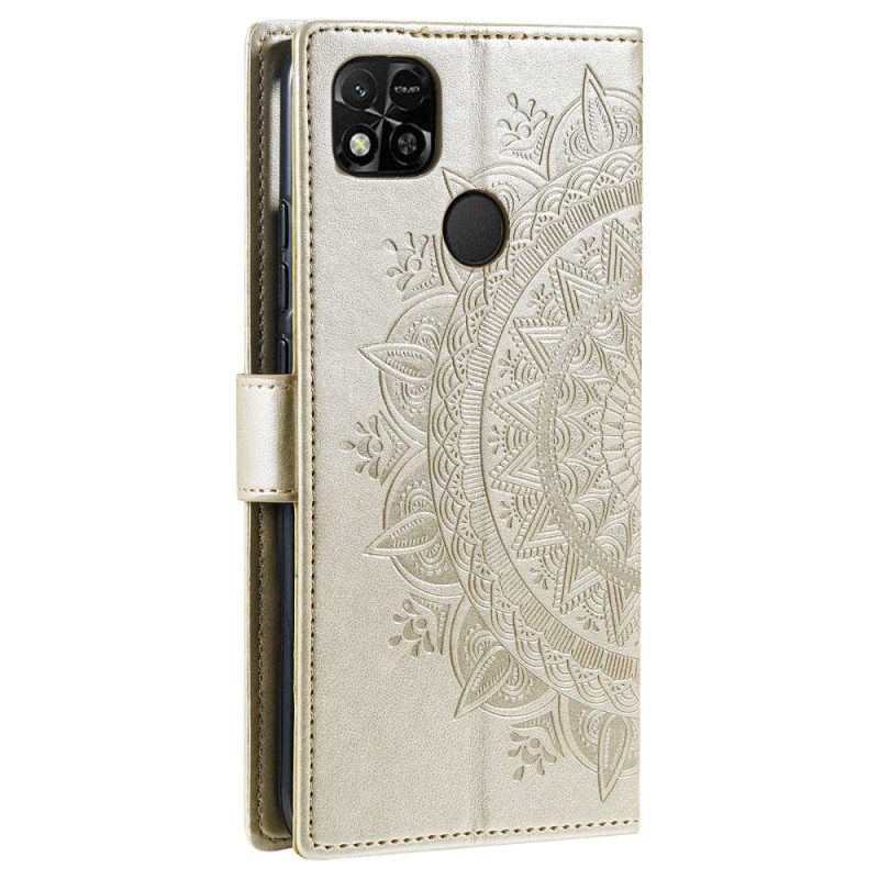Flip Case Für Xiaomi Redmi 10A Mandala-sonne Mit Schlüsselband