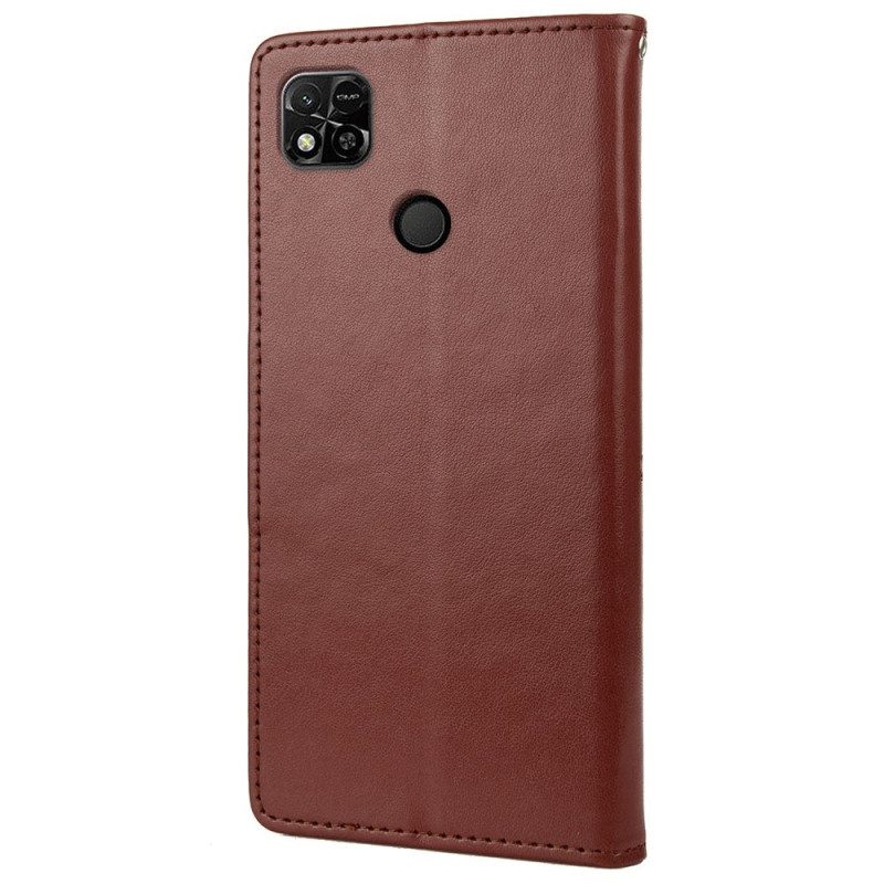 Flip Case Für Xiaomi Redmi 10A Mit Kordel Schmetterlings- Und Blumenarmband