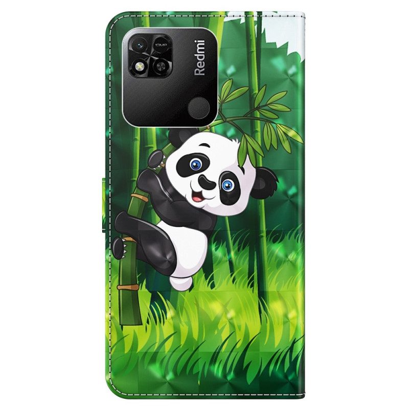 Lederhüllen Für Xiaomi Redmi 10A Mit Kordel Bambuspanda Mit Schlüsselband