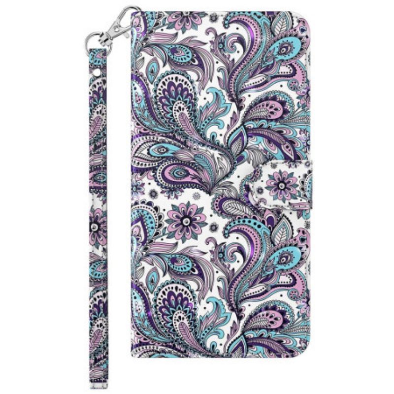 Lederhüllen Für Xiaomi Redmi 10A Mit Kordel Riemchen-paisley-muster