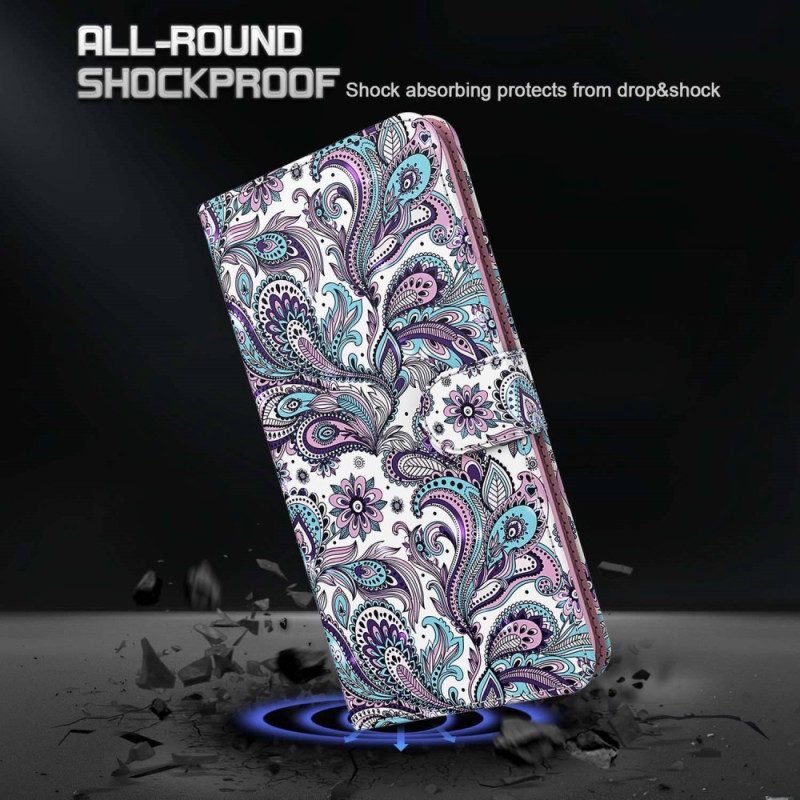 Lederhüllen Für Xiaomi Redmi 10A Mit Kordel Riemchen-paisley-muster