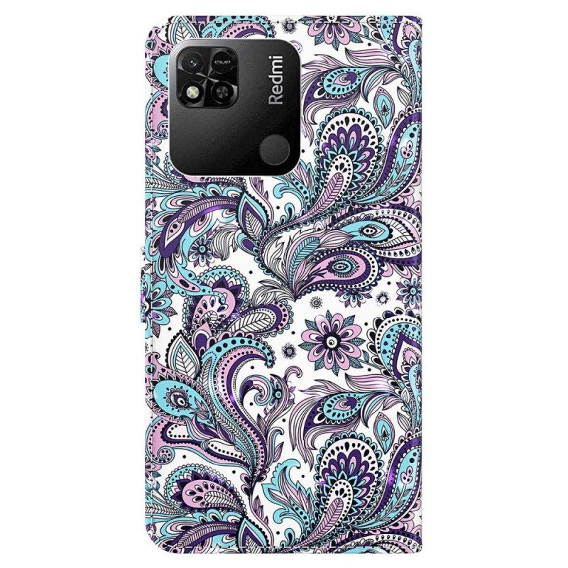 Lederhüllen Für Xiaomi Redmi 10A Mit Kordel Riemchen-paisley-muster