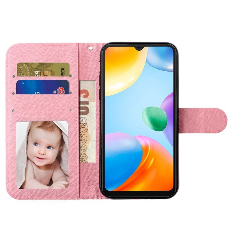 Lederhüllen Für Xiaomi Redmi 10A Mit Kordel Riemen Liberty Flowers