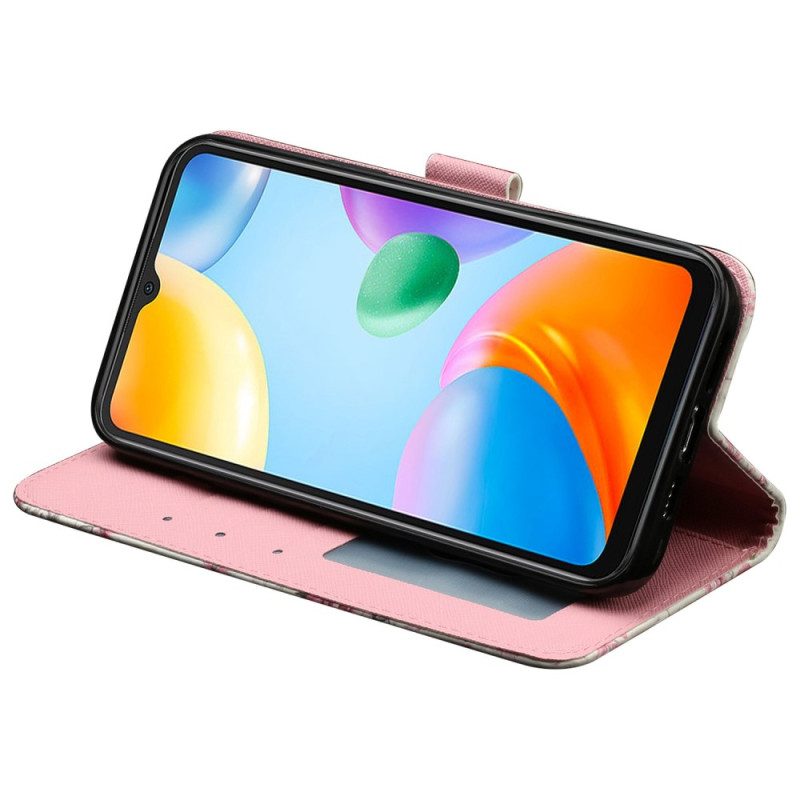 Lederhüllen Für Xiaomi Redmi 10A Mit Kordel Riemen Liberty Flowers