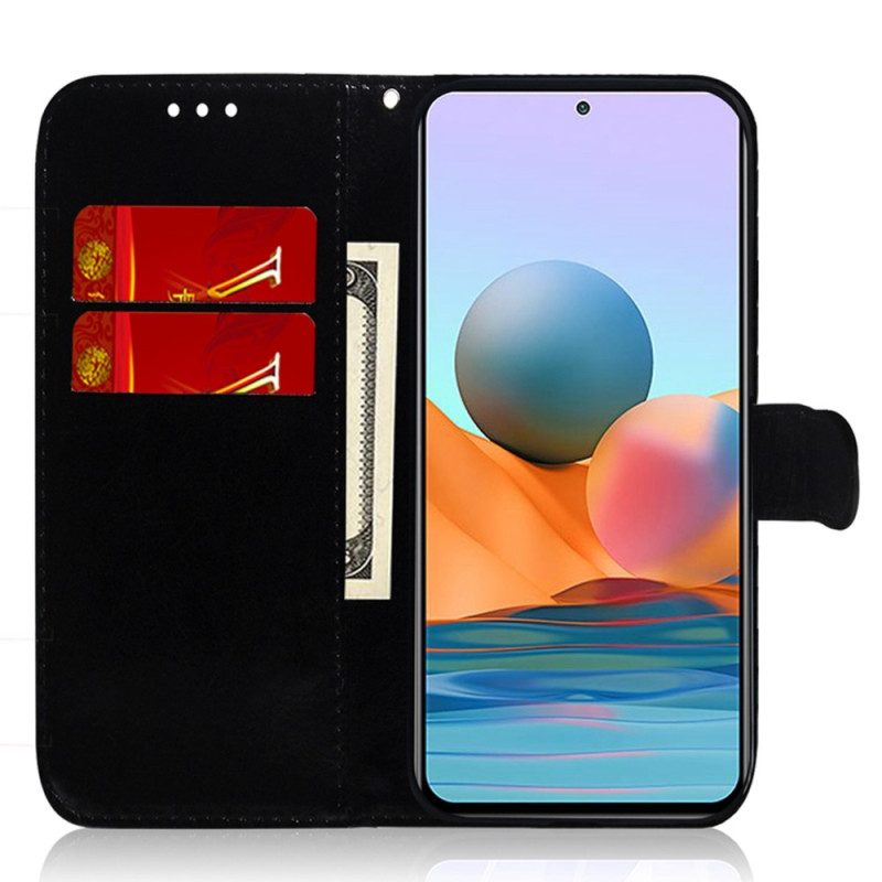 Lederhüllen Für Xiaomi Redmi 10A Spiegelimitat Aus Leder Mit Riemen