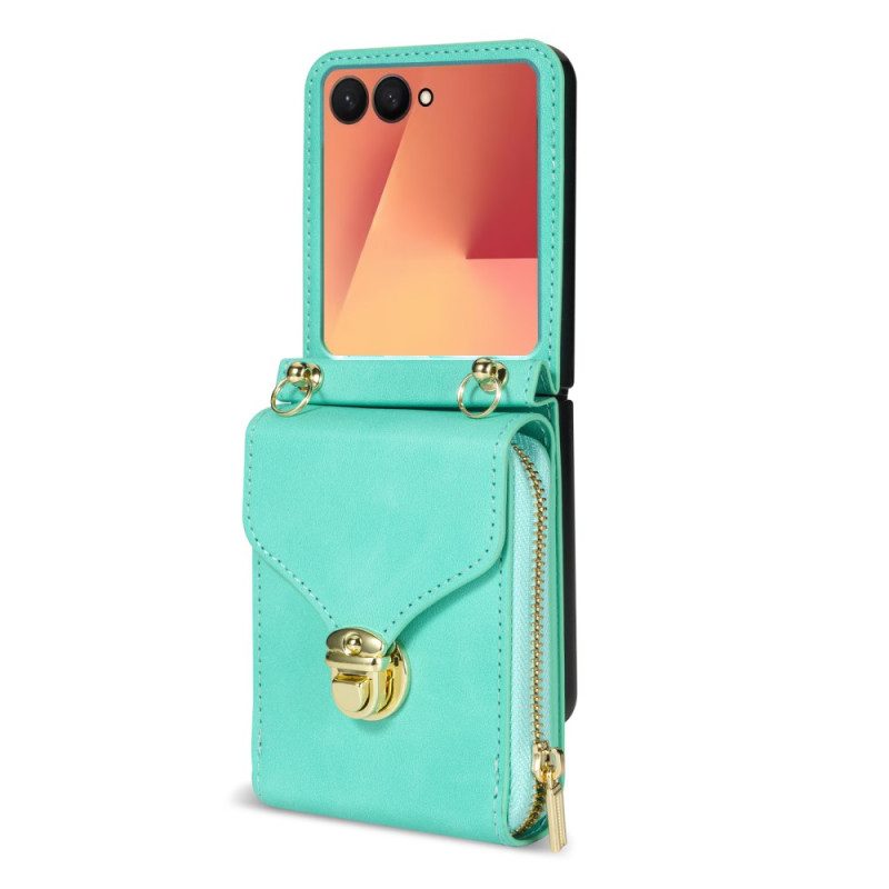 Case Samsung Galaxy Z Flip 7 Geldbörse Mit Reißverschluss Und Schultergurt