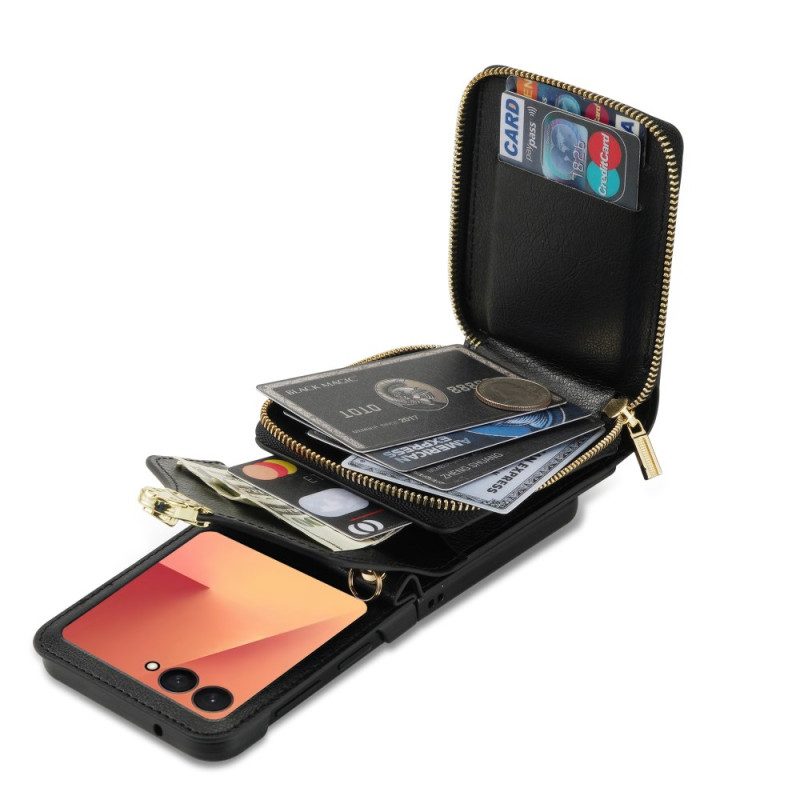 Case Samsung Galaxy Z Flip 7 Geldbörse Mit Reißverschluss Und Schultergurt