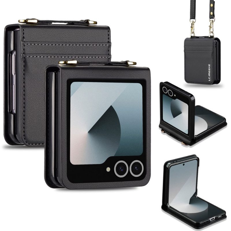Case Samsung Galaxy Z Flip 7 Handyhülle Kartenhalterung Und Schultergurt In Lederoptik