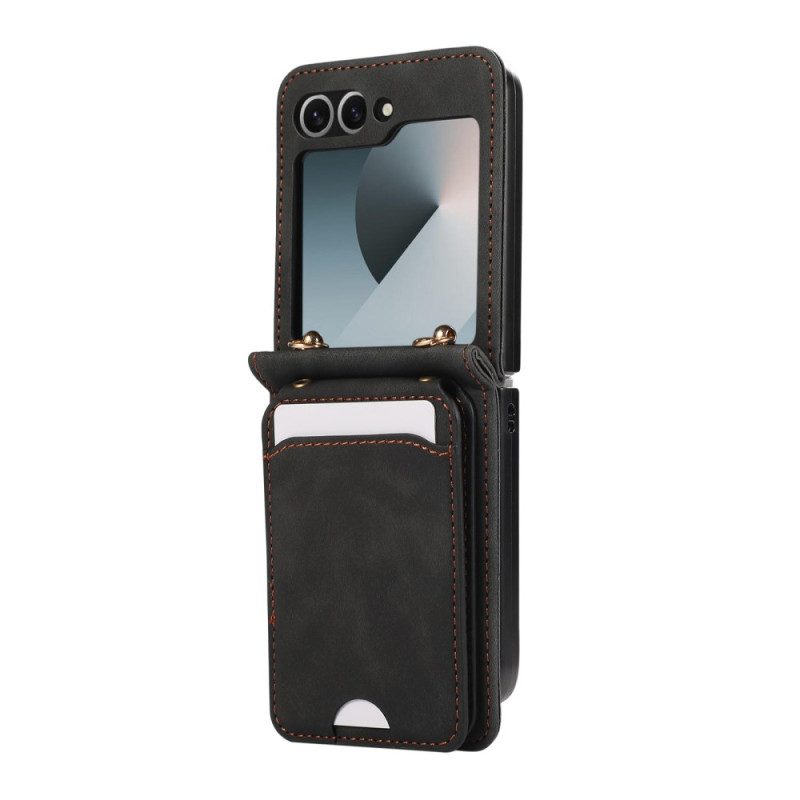 Case Samsung Galaxy Z Flip 7 Kartenhalterung Und Schultergurt In Lederoptik