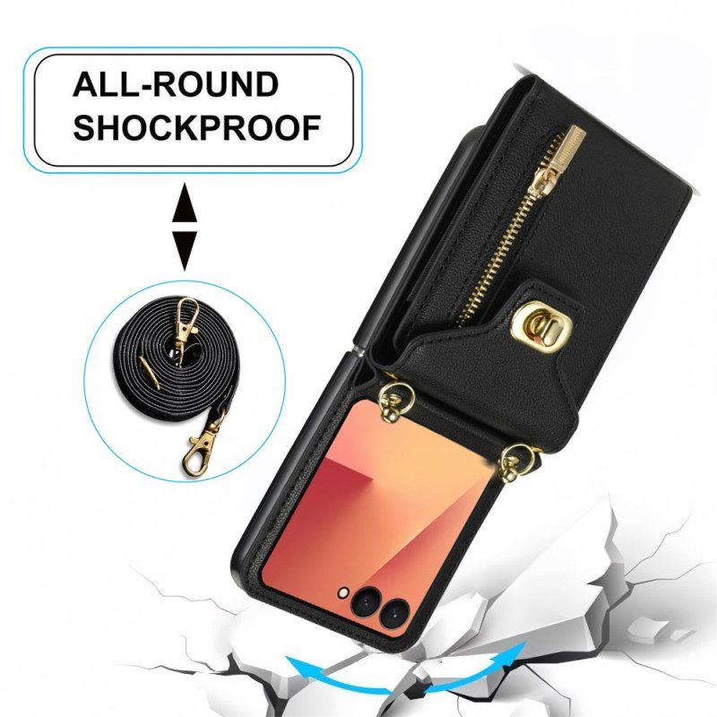 Hülle Für Samsung Galaxy Z Flip 7 Geldbörse Mit Reißverschluss & Schultergurt