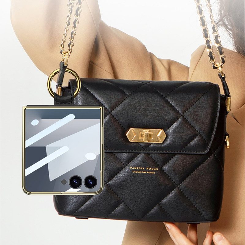 Hülle Für Samsung Galaxy Z Flip 7 Gestepptes Design Mit Ringhalter