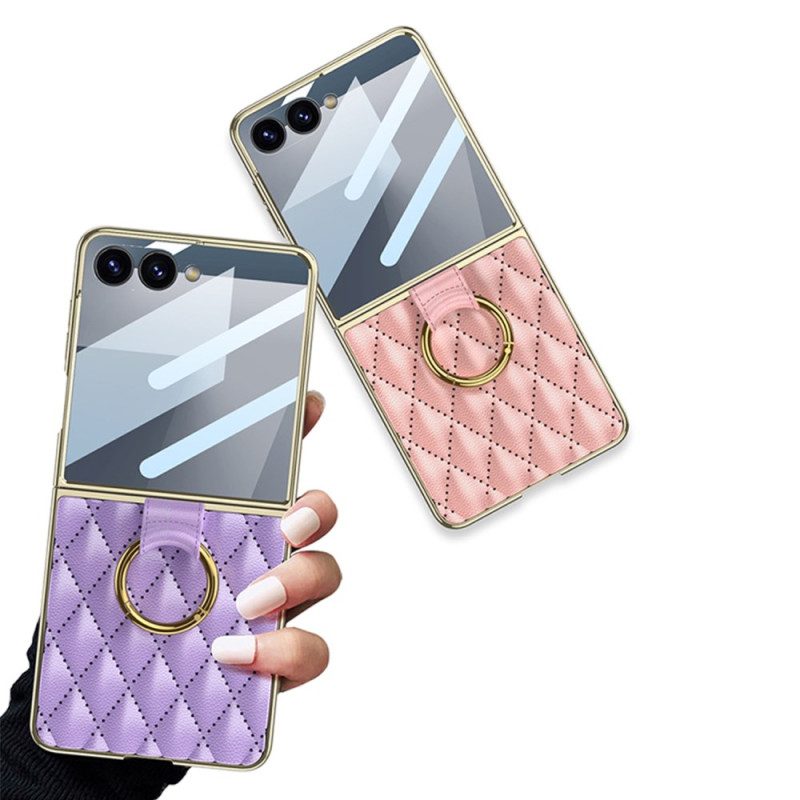 Hülle Für Samsung Galaxy Z Flip 7 Gestepptes Design Mit Ringhalter
