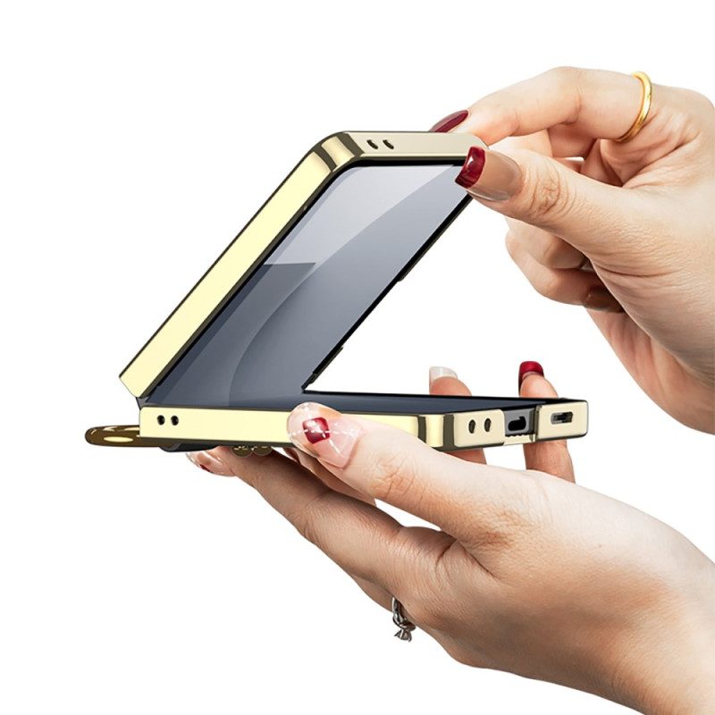 Hülle Für Samsung Galaxy Z Flip 7 Gewebte Struktur Mit Ringhalter