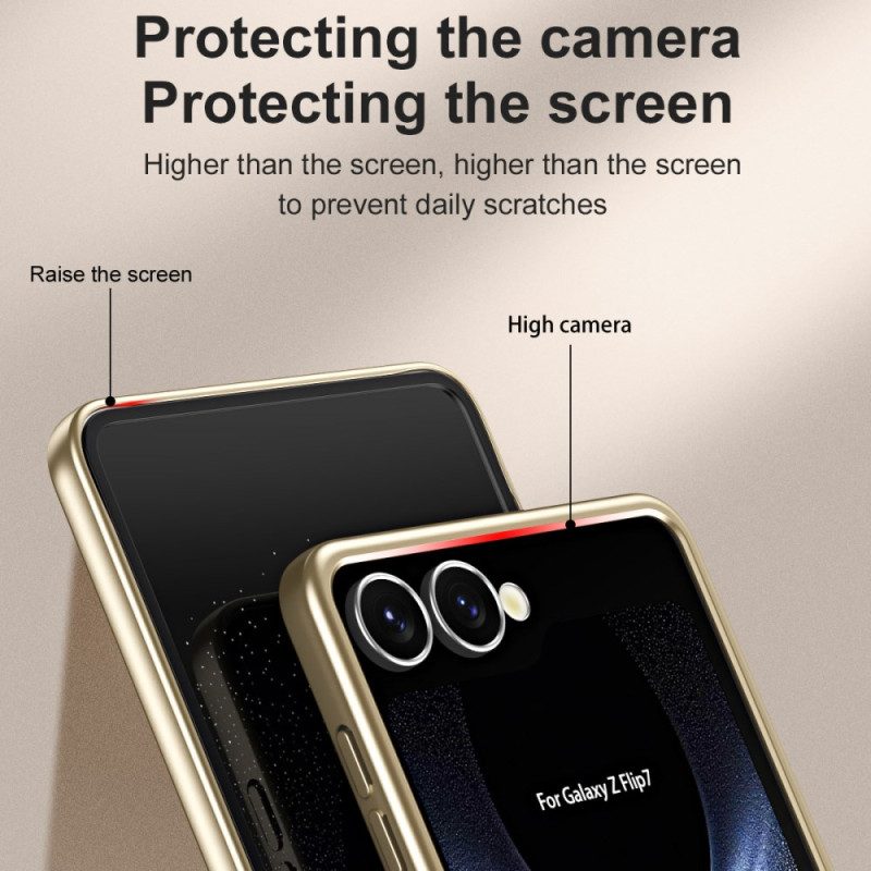 Hülle Für Samsung Galaxy Z Flip 7 Metalleffekt Mit Displayschutzfolie