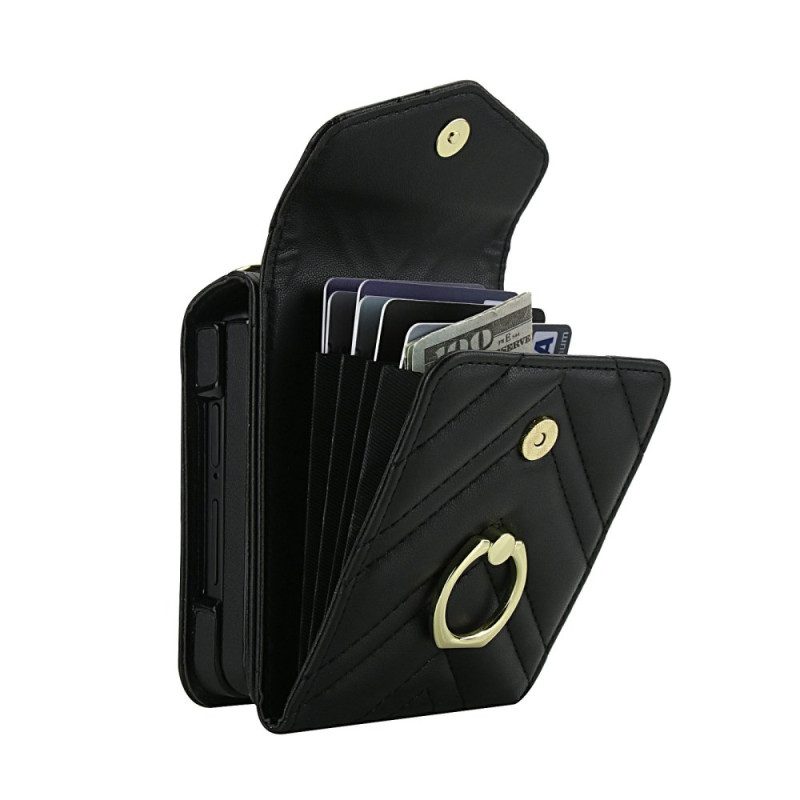 Hülle Für Samsung Galaxy Z Flip 7 Rfid-blockierender Kartenhalter Und Riemen