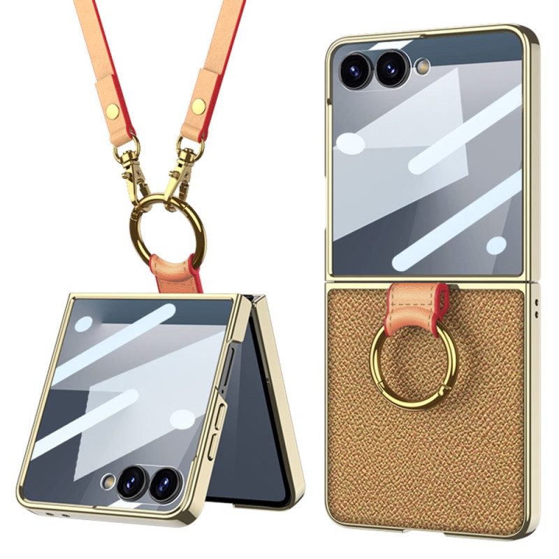 Hülle Für Samsung Galaxy Z Flip 7 Ring Halterung Und Abnehmbarer Schultergurt