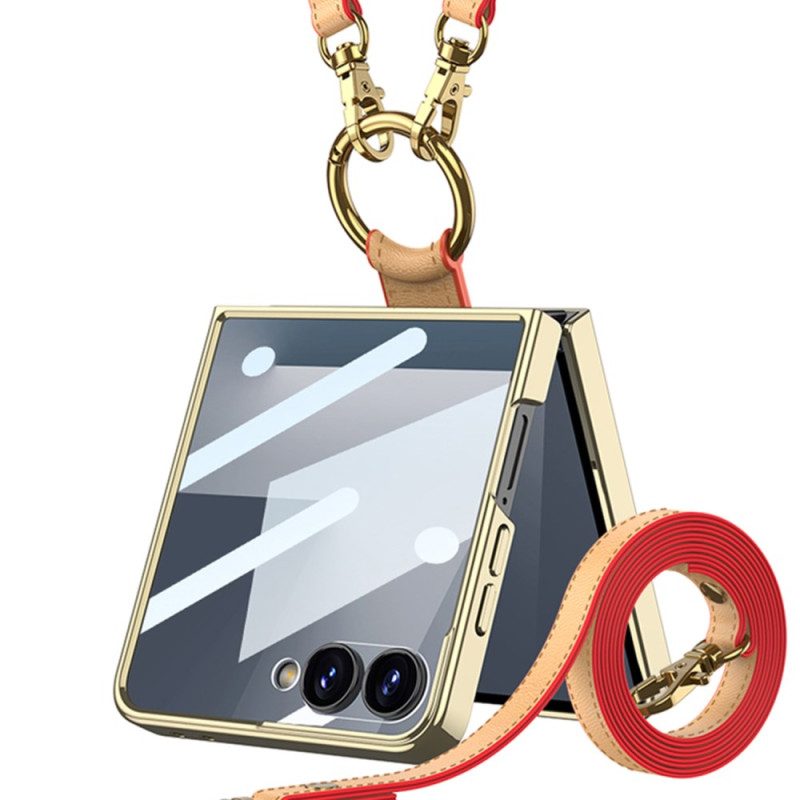 Hülle Für Samsung Galaxy Z Flip 7 Ring Halterung Und Abnehmbarer Schultergurt