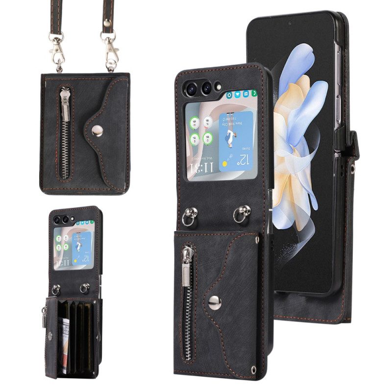 Hülle Samsung Galaxy Z Flip 7 Geldbörse Mit Lanyard Und Schultergurt