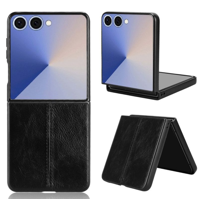 Hülle Samsung Galaxy Z Flip 7 Genähtes Leder Effekt