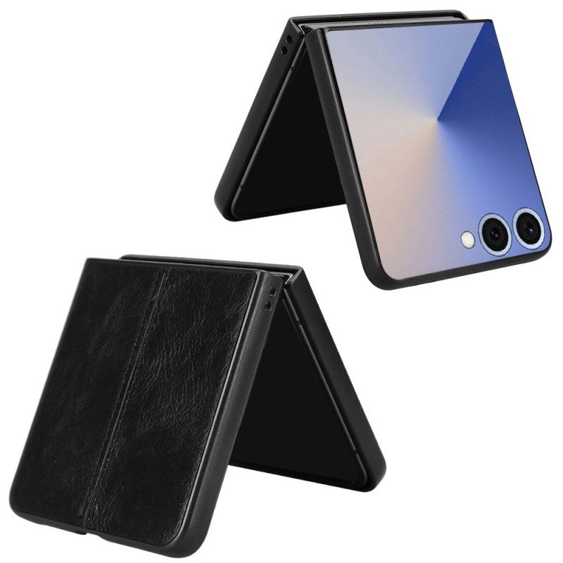 Hülle Samsung Galaxy Z Flip 7 Genähtes Leder Effekt