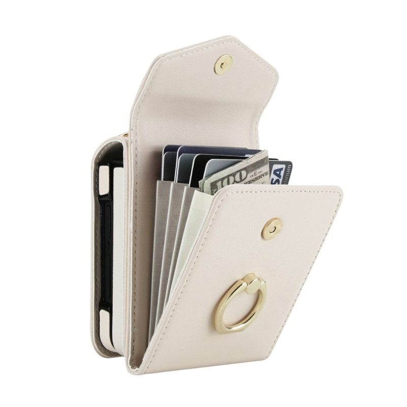 Hülle Samsung Galaxy Z Flip 7 Gesteppte Geldbörse Und Riemen