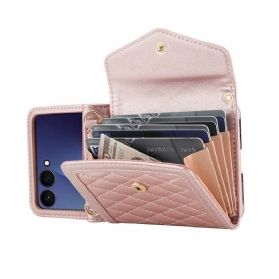 Hülle Samsung Galaxy Z Flip 7 Handyhülle Gepolsterte Kartenhalterung Und Schultergurt