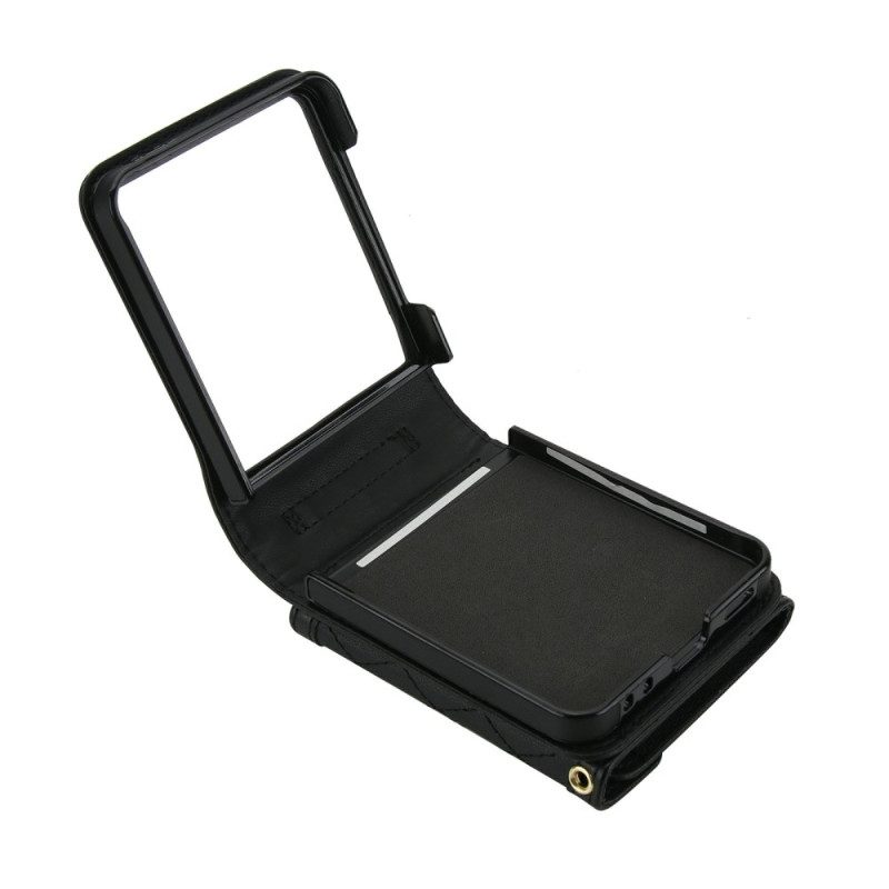 Hülle Samsung Galaxy Z Flip 7 Handyhülle Gepolsterte Kartenhalterung Und Schultergurt