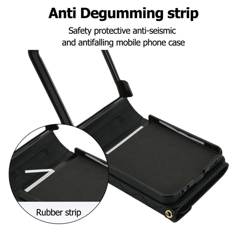 Hülle Samsung Galaxy Z Flip 7 Handyhülle Gepolsterte Kartenhalterung Und Schultergurt