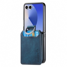 Hülle Samsung Galaxy Z Flip 7 Handyhülle Kartenetui Und Halter Im Vintage-look