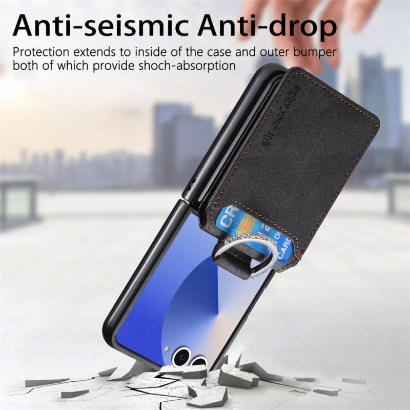 Hülle Samsung Galaxy Z Flip 7 Handyhülle Kartenetui Und Halter Im Vintage-look