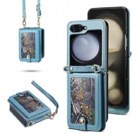 Hülle Samsung Galaxy Z Flip 7 Handyhülle Marmor-kartenhalter Und Schultergurt