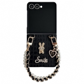 Hülle Samsung Galaxy Z Flip 7 Smiley-hasen Mit Armband