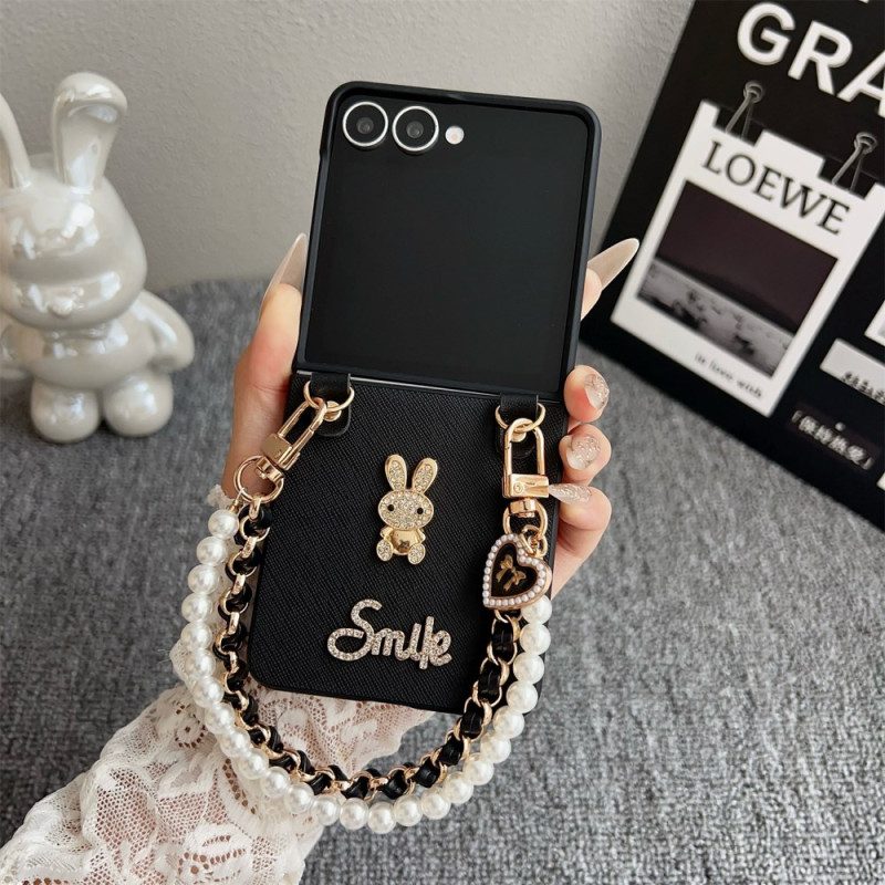 Hülle Samsung Galaxy Z Flip 7 Smiley-hasen Mit Armband